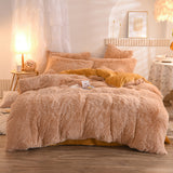 Duvet Cover Queen King Winter Warm Bed Quilt Cover Pillowcase Fluffy Plush Shaggy Bedclothes Bedding Set