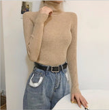 High Collar Warm Long Sleeve Sweater Women