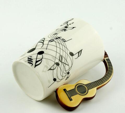 Creative Music Violin Style Guitar Ceramic Mug Coffee Tea Milk Stave Cups With Handle Coffee Mug Novelty Gifts - Minihomy