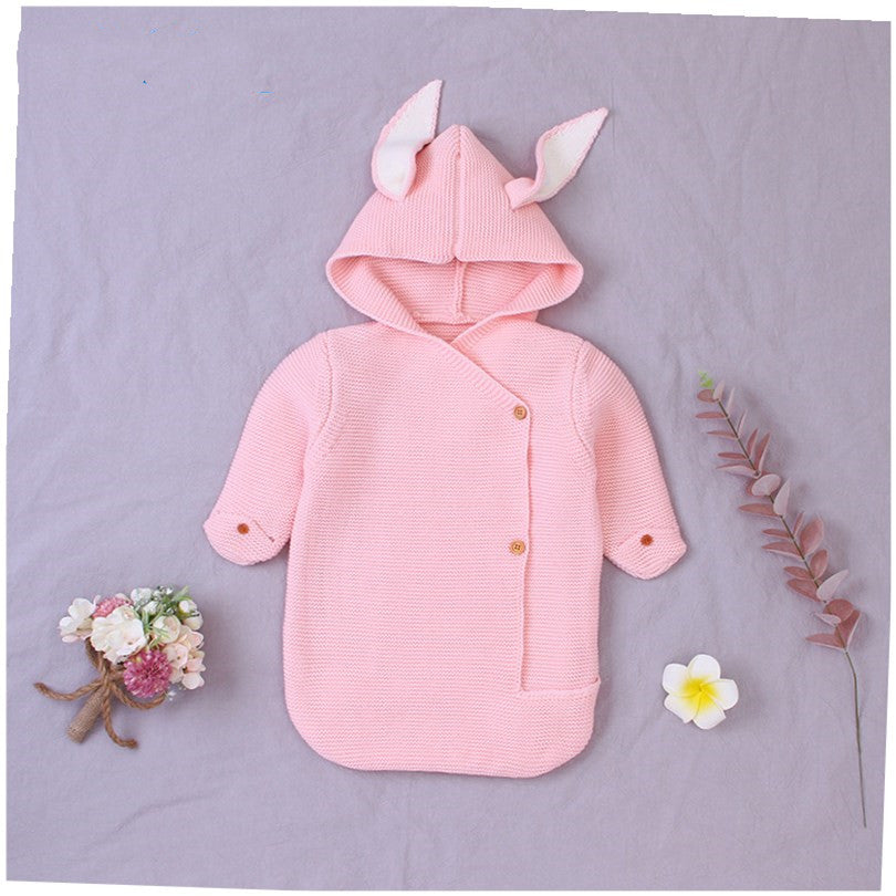 Baby Knitting Rabbit Sleeping Bags Hold Blanket