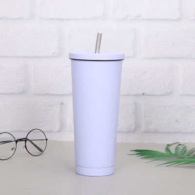 Creative Coffee Cup with Stainless Steel Straw Cup