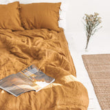 Simple Plain Linen Washed Four-Piece Cotton And Linen Comfortable Bedding