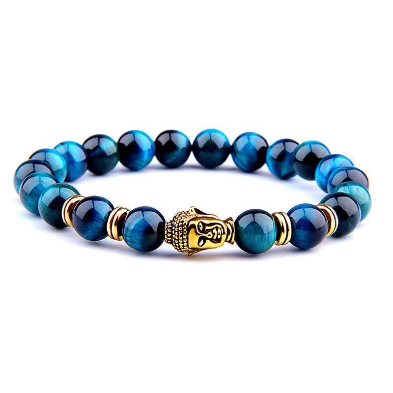 Buddha Head Elastic Charm Beads Gemstone Bracelet - Minihomy