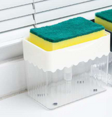 2-in-1 Soap Dispenser Sponge Caddy Push-type Liquid Box Detergent Automatic Dosing Box