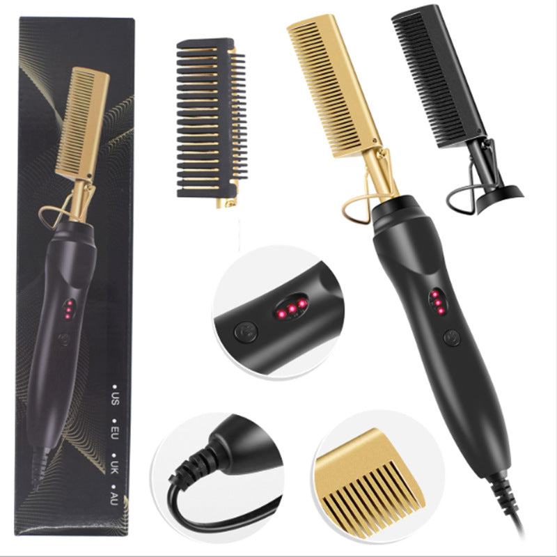 Electric Straight Hair Curling Comb Dry Wet Dual Purpose Copper Comb - Minihomy