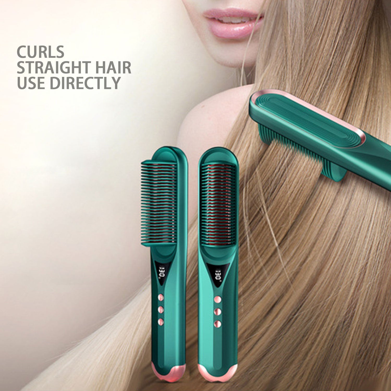 Beard Hair Straightener Brush Hot Comb Curling Iron