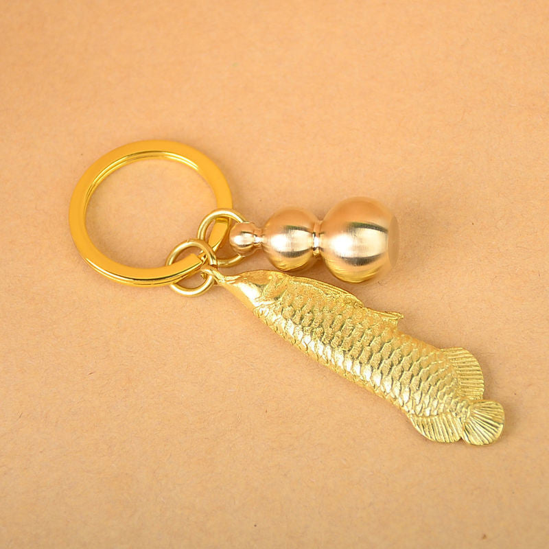 Brass Five Emperor Money Gourd Keychain Pendant - Minihomy