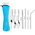 Stainless Steel Cutlery Set Travel Portable Knife, Fork, Spoon And Chopsticks Seven-Piece Straw Set