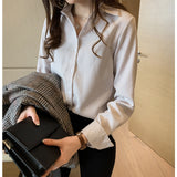 Spring Women's Casual Student Shirt Bottoming Shirt Loose Long-Sleeved Vertical Striped Shirt