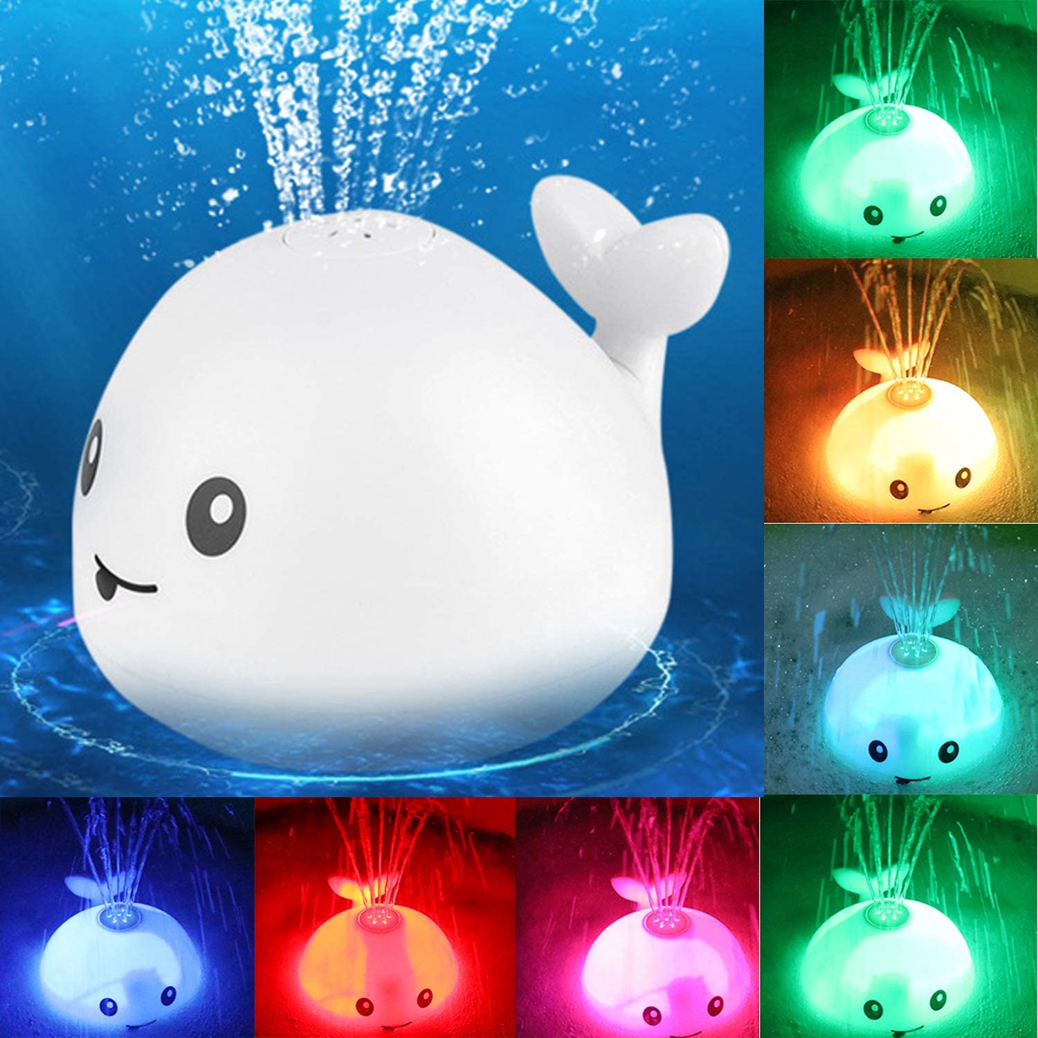 Baby Cute Cartoon Whale Floating Spraying Water Bath Toys With Light Music LED Light Baby Toys - Minihomy