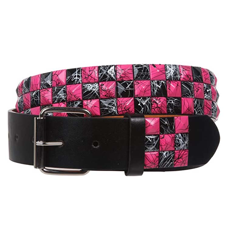 Color Matching Locomotive Rock Band Leather Rivet Belt - Minihomy