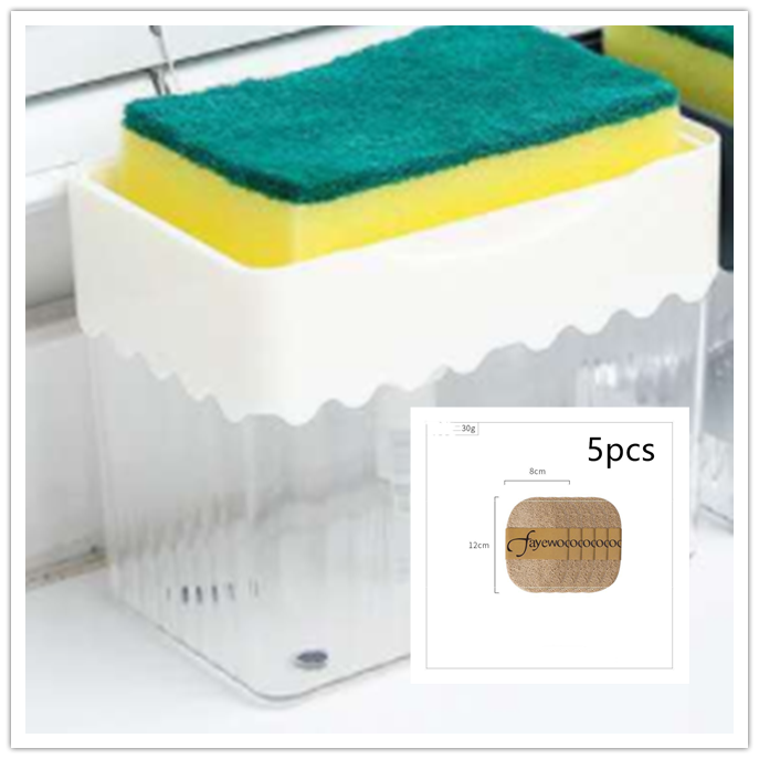 2-in-1 Soap Dispenser Sponge Caddy Push-type Liquid Box Detergent Automatic Dosing Box - Minihomy