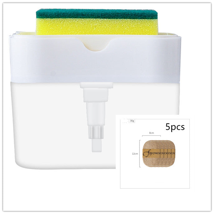 2-in-1 Soap Dispenser Sponge Caddy Push-type Liquid Box Detergent Automatic Dosing Box - Minihomy