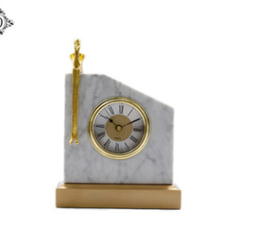 Modern Model Room Marble Light Luxury Clock Ornaments White Marble Alarm Clock Bedside Table Small Accessories Creative Clock - Minihomy