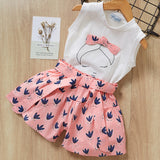 For Baby Girl Kids T-Shirt Shorts Suit - Minihomy