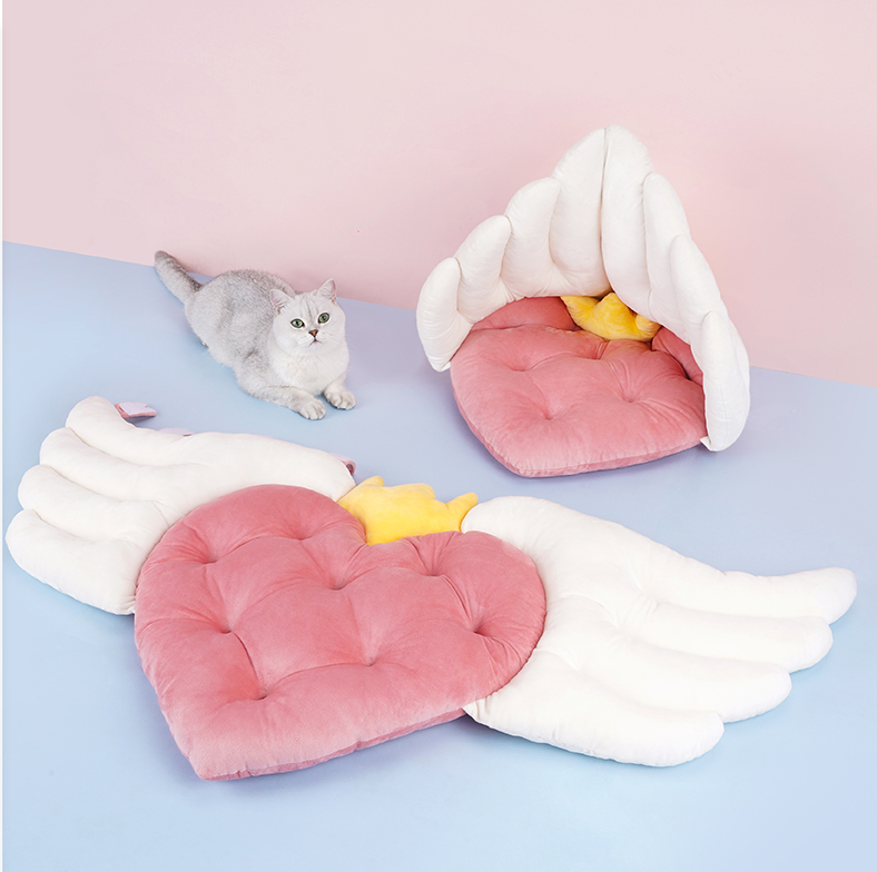 Angel Wings Love Cat Nest Sleeping Spring Warm Cat Bed Four Seasons Universal Cute Cat Nest Mat Dual-use