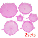 The 6-piece set of multi-functional silicone lid can be stretched to seal the fruit and vegetable lid