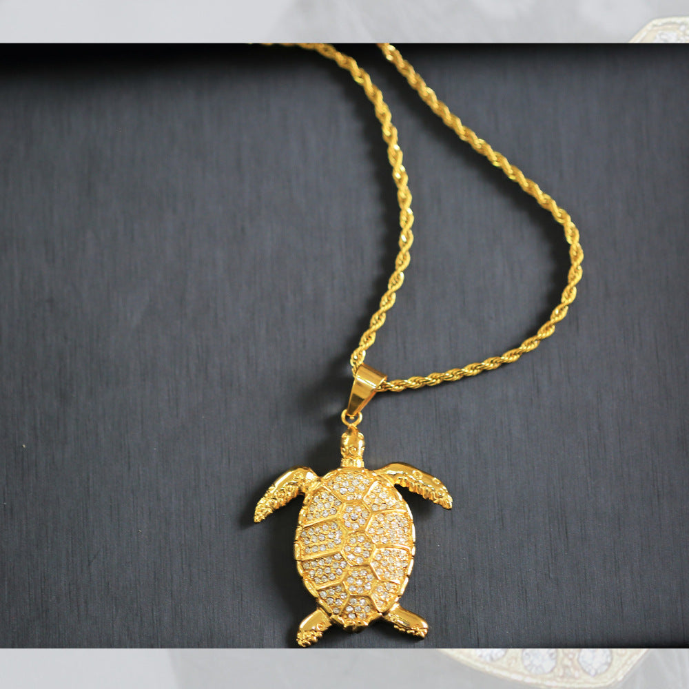 Animal Turtle Pendant Necklace Male Titanium Steel Hip Hop Accessories - Minihomy