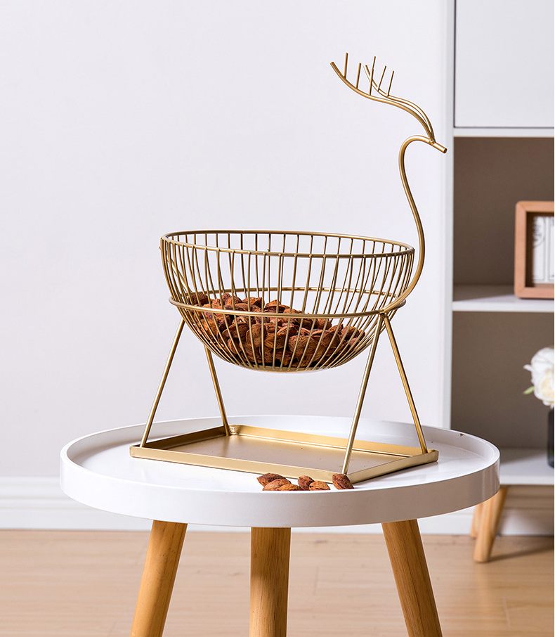 Homeware Creative Living Room Nordic Fruit Plate Basket Storage Basket Iron Art - Minihomy