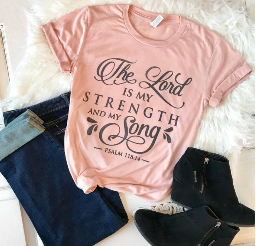 T-Shirt Women Retro Funny T-Shirt Faith Slogan Art Top