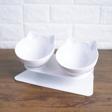 Cat Double Bowl Transparent Non-slip Food Water Bowl Pet Cat Bowls Dog Feeding Bowl