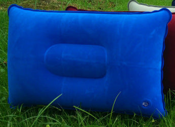 Outdoor Pvc Pillows Travel Camping Thick Flocking Rectangular Inflatable Pillows Nap - Minihomy