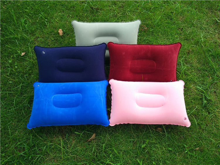 Outdoor Pvc Pillows Travel Camping Thick Flocking Rectangular Inflatable Pillows Nap - Minihomy