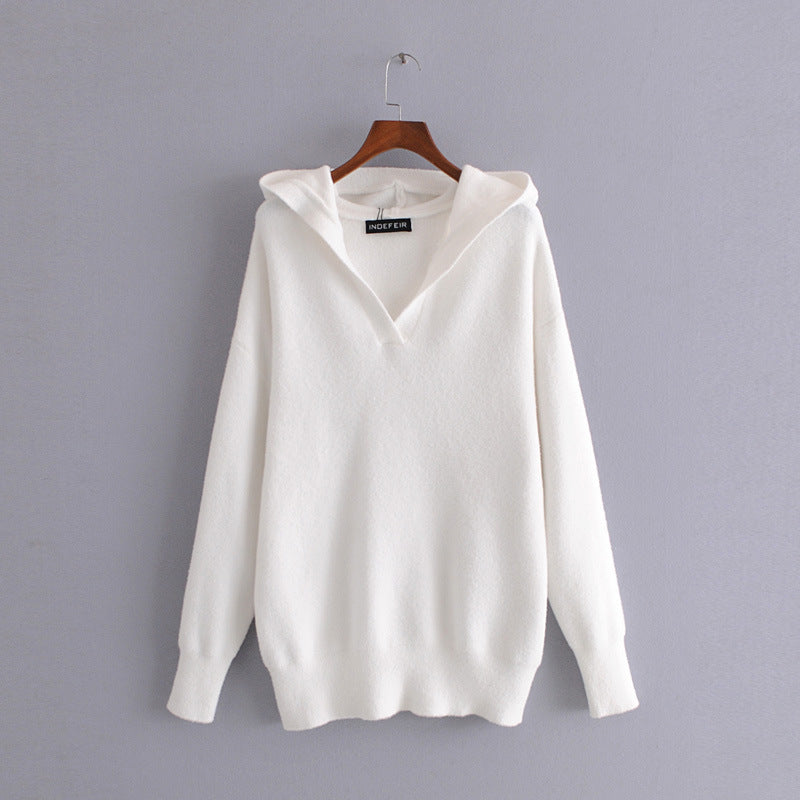 Soft Solid Color Knitted Sweater Women