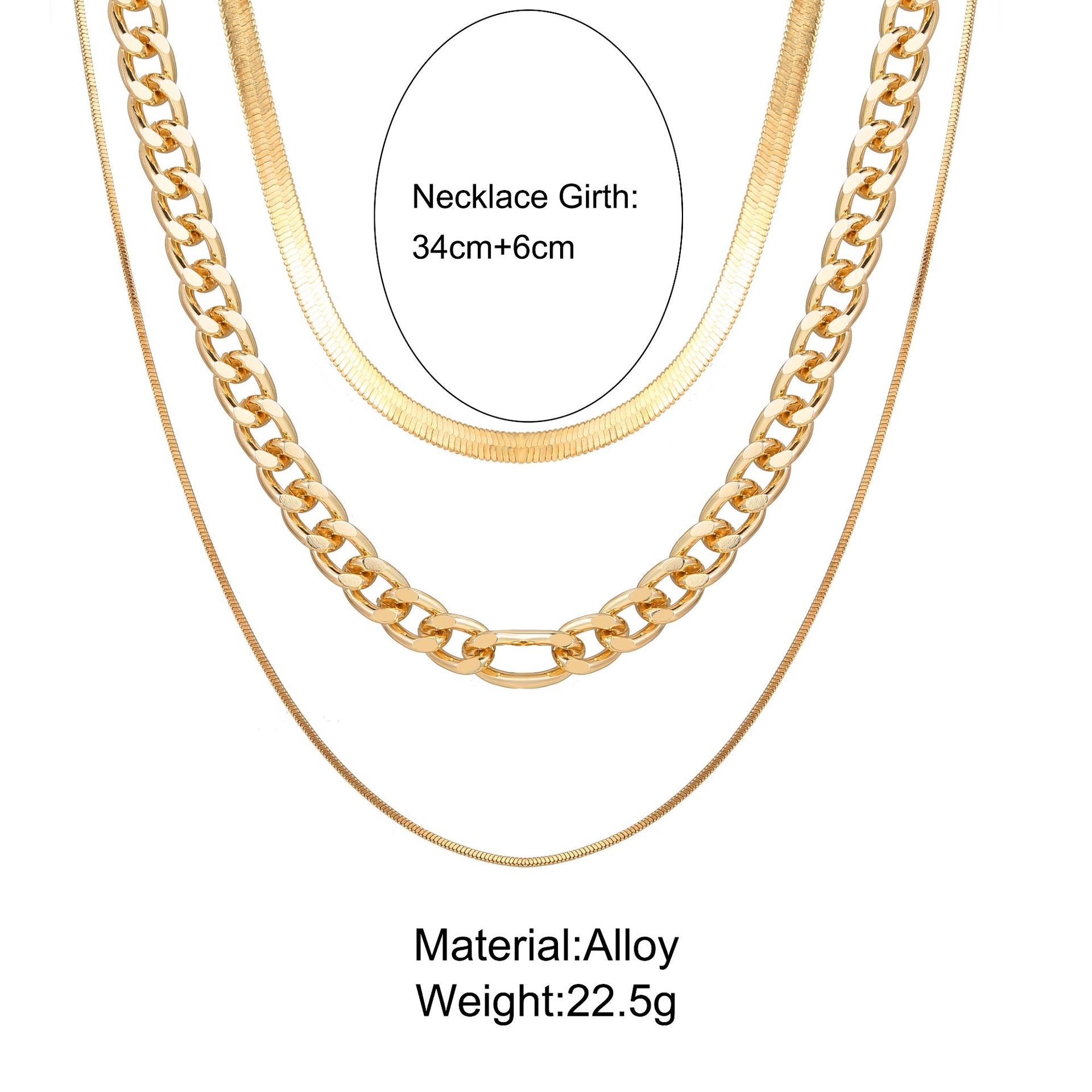 Multi-Layer Thick Chain Stacking Necklace Personality Three-Layer Clavicle Chain - Minihomy