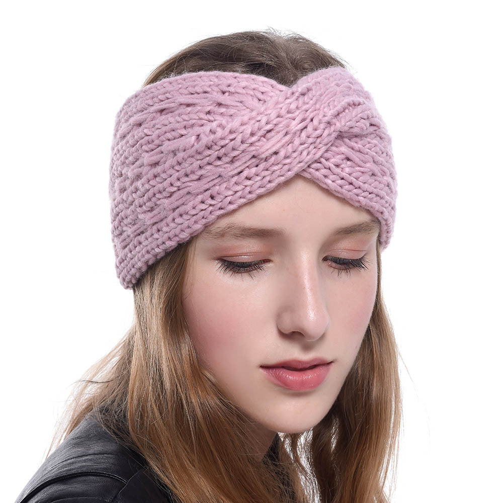 Acrylic Thick Wool Knitted Headband Diagonally Crossed Hair Accessories For Women