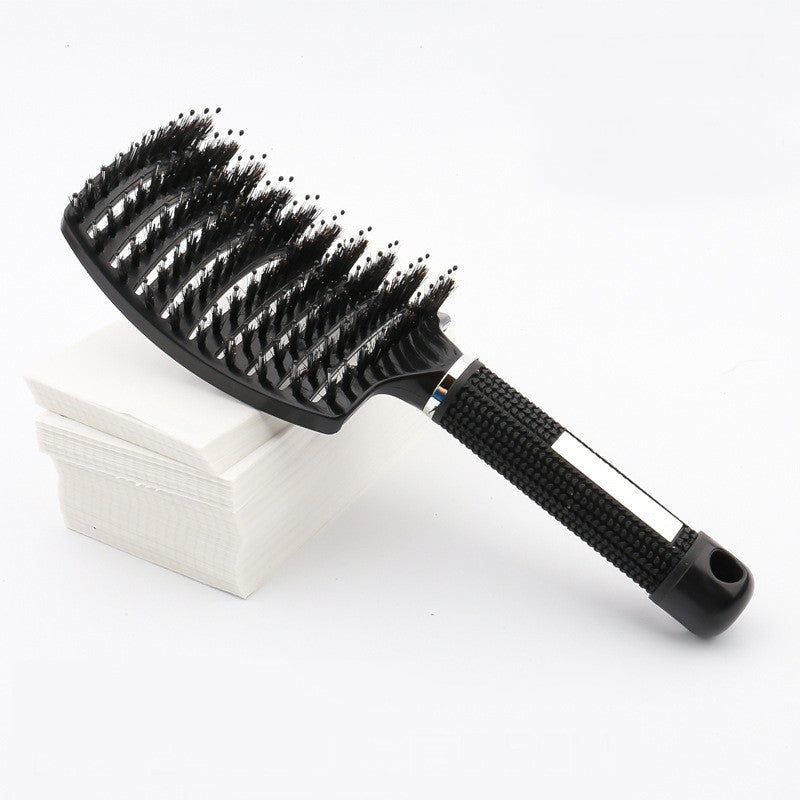 Large Curved Comb Hairbrush Boar Bristles Massage Comb Curly Hair Multifunctional Hair Brush - Minihomy