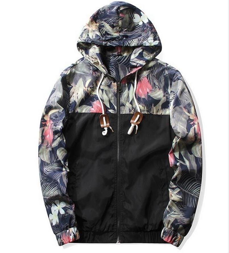 Men's Printed Casual Contrast Sports Hooded Camouflage Jacket - Minihomy