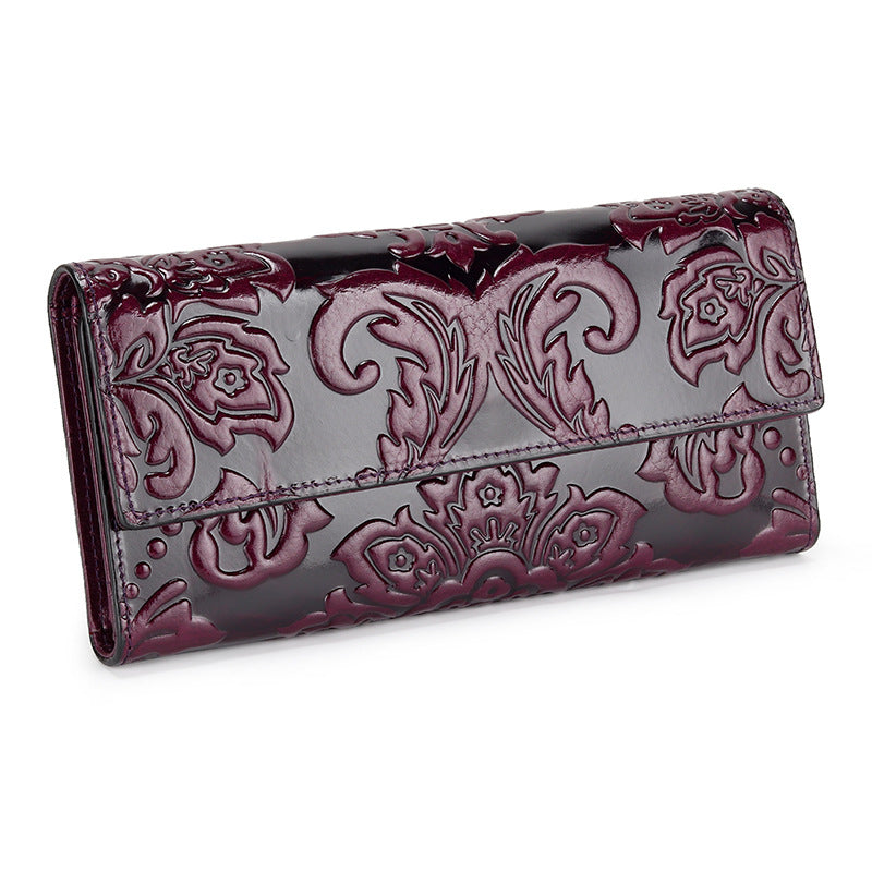 Long Three-fold  Women's Leather Wallet