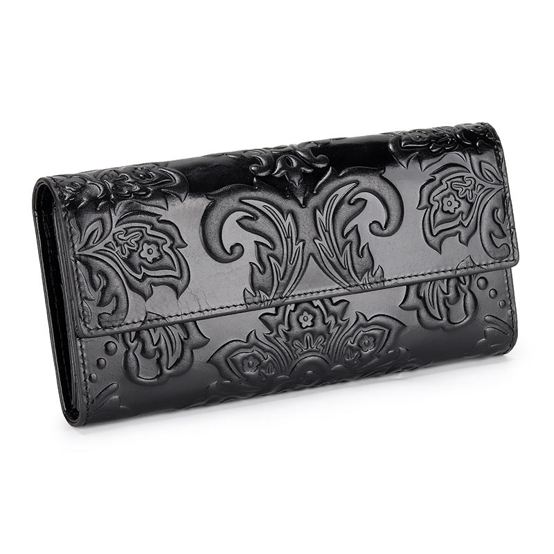 Long Three-fold  Women's Leather Wallet