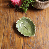 Green Leaf Horizontal Pattern Ceramic Dish Plate Melon Seed Dish Home Accessories Leaf - Minihomy