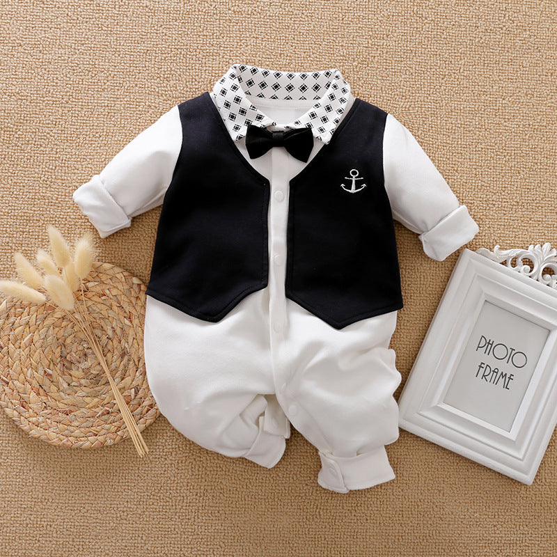 Gentleman's Baby Clothes Long-sleeved One-piece