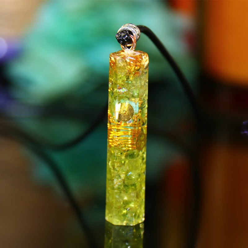 AURA REIKI Orgonite Energy Pendant - Natural Crystal Sweater Chain Necklace - Minihomy