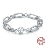 Paper Clip Love Sterling Silver S925 Bracelet Women