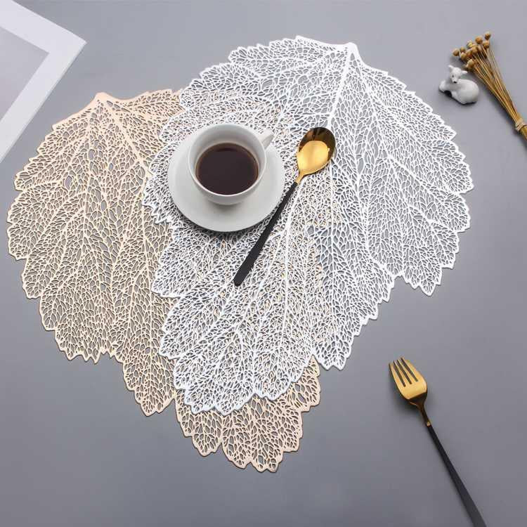 Hollow Insulation Pad, Leaf Placemat, Home Desktop, Anti-scald Mat, Dining Table - Minihomy