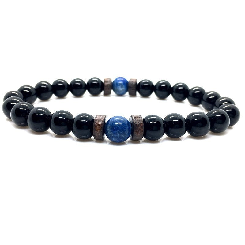 Beaded 8mm Black Volcanic Stone Buddha Bead Bracelet - Minihomy