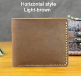 Handmade Vintage Crazy horse Genuine Leather Men Wallet