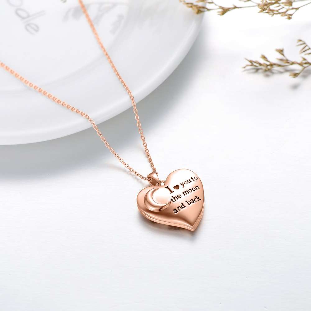 925 Sterling Silver Photo Heart Locket Necklace That Hold Pictures - Minihomy