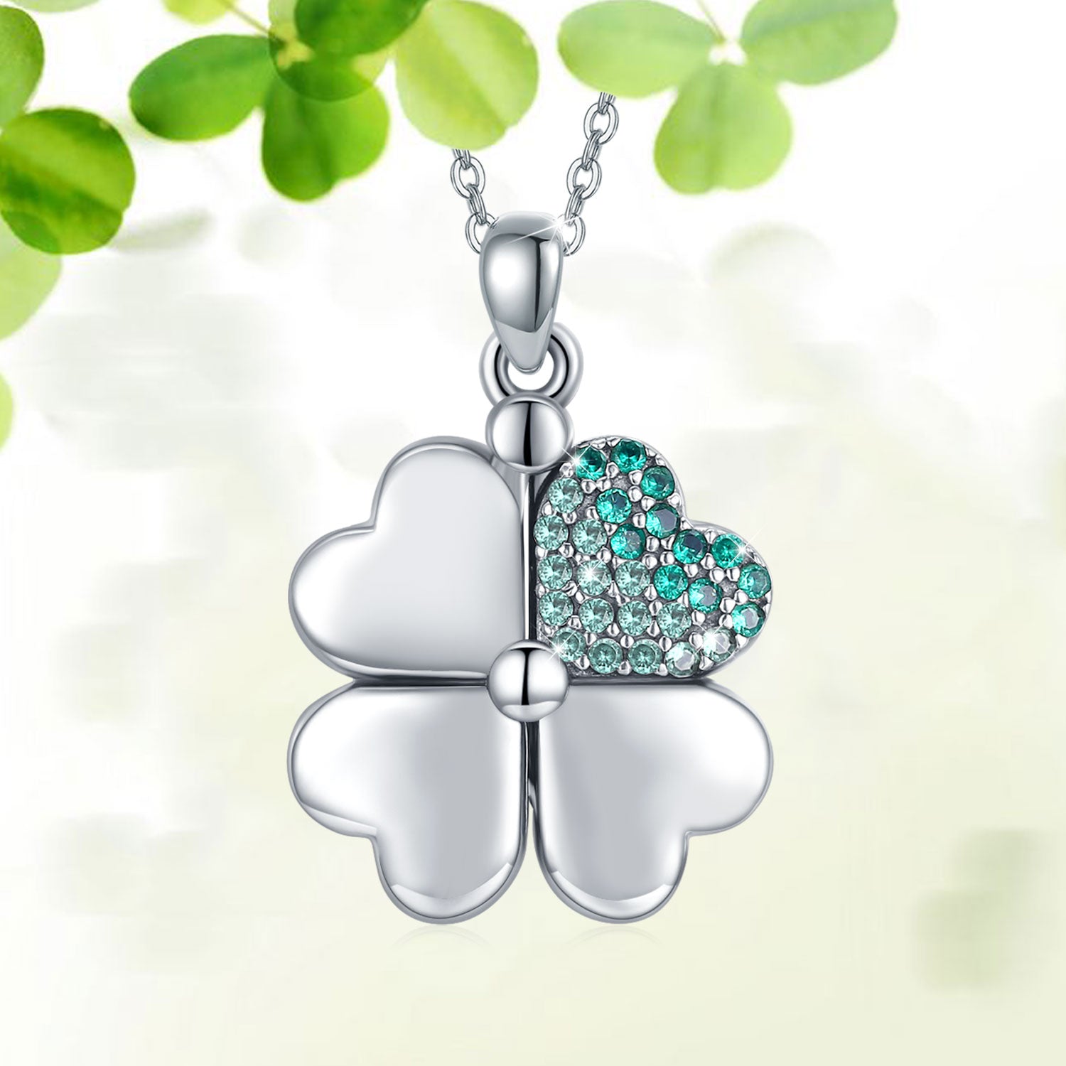 S925 Sterling Silver Four Leaf Clover Locket That Holds Pictures Irish Pendant Necklace