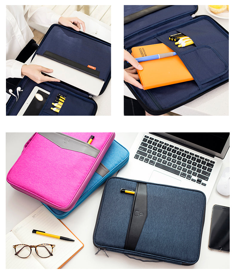 Portable File Bag File Storage Multi-Layer Information Bag Zipper Canvas Female Briefcase