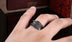 Black retro personality ring female opening feather ring - Minihomy