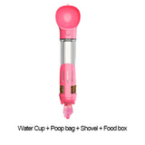 Portable Cat Dog Water Bottle Food Feeder Drinker Poop Dispenser