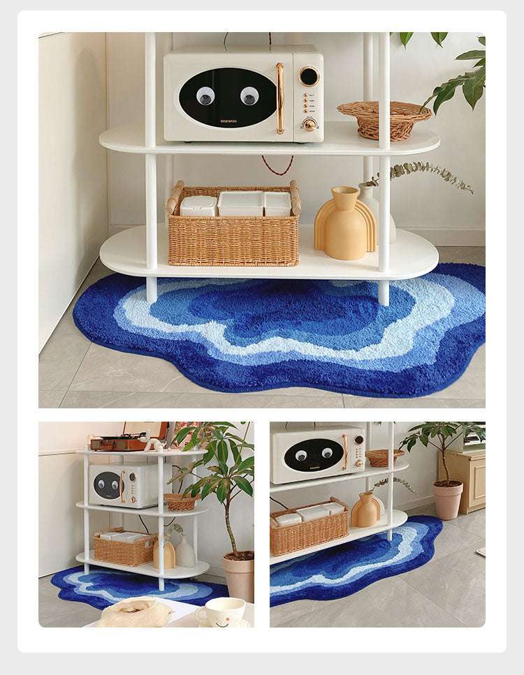 Cloud Art Blue Special Shaped Bedroom Bedside Carpet - Minihomy