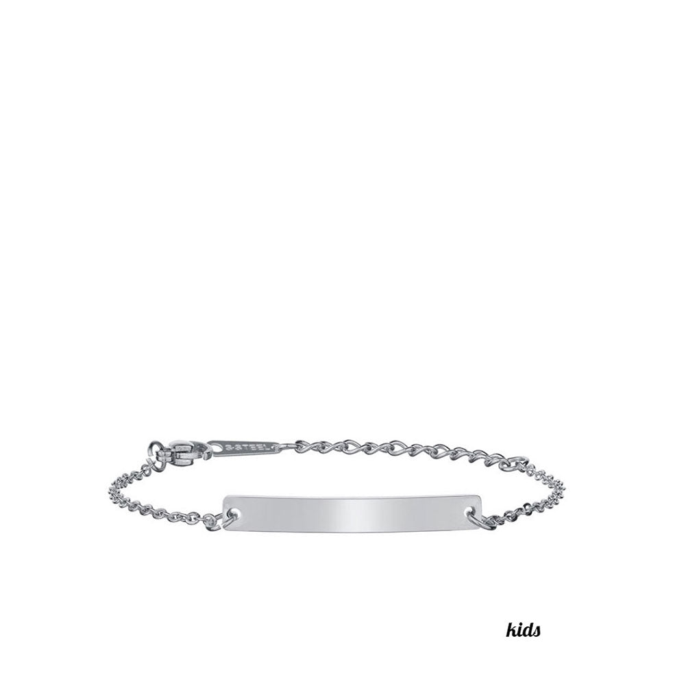 Stainless Steel Strip Simple Bangle Engraved Name Lettering Smooth Curved Bracelet