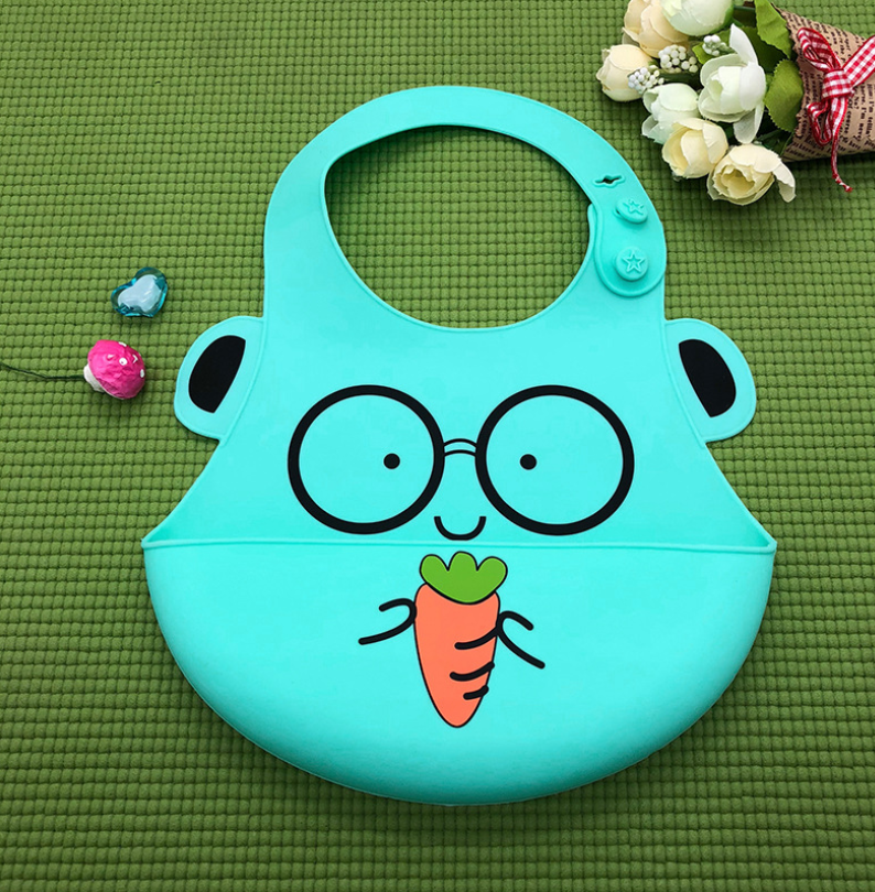 Baby food grade silicone food meal pockets Children's dinner pockets Waterproof disposable cartoon bibs