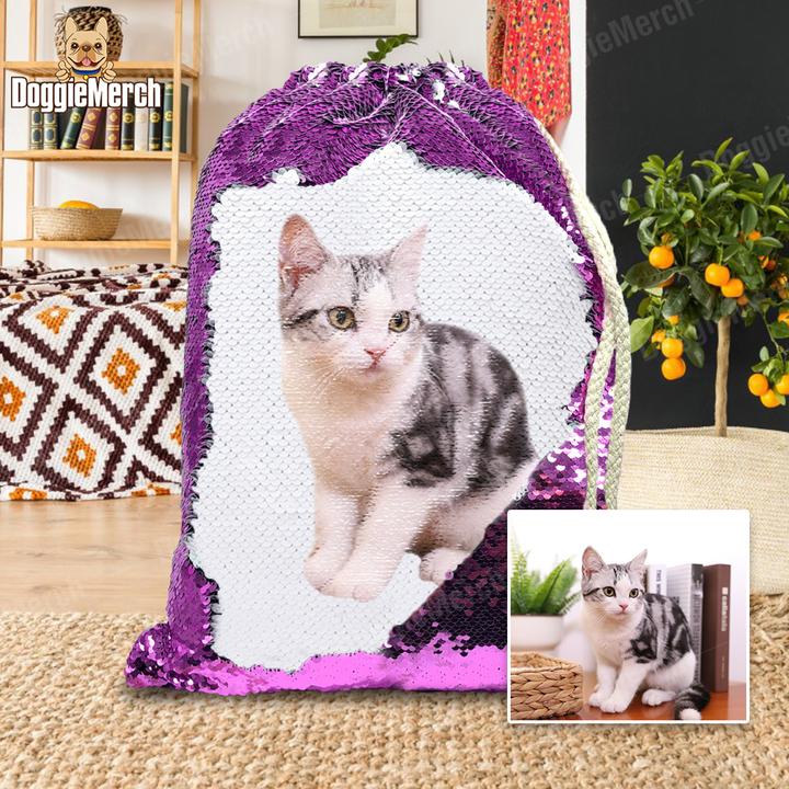 Custom Sequins Backpack of Your Pet's Photo - Minihomy